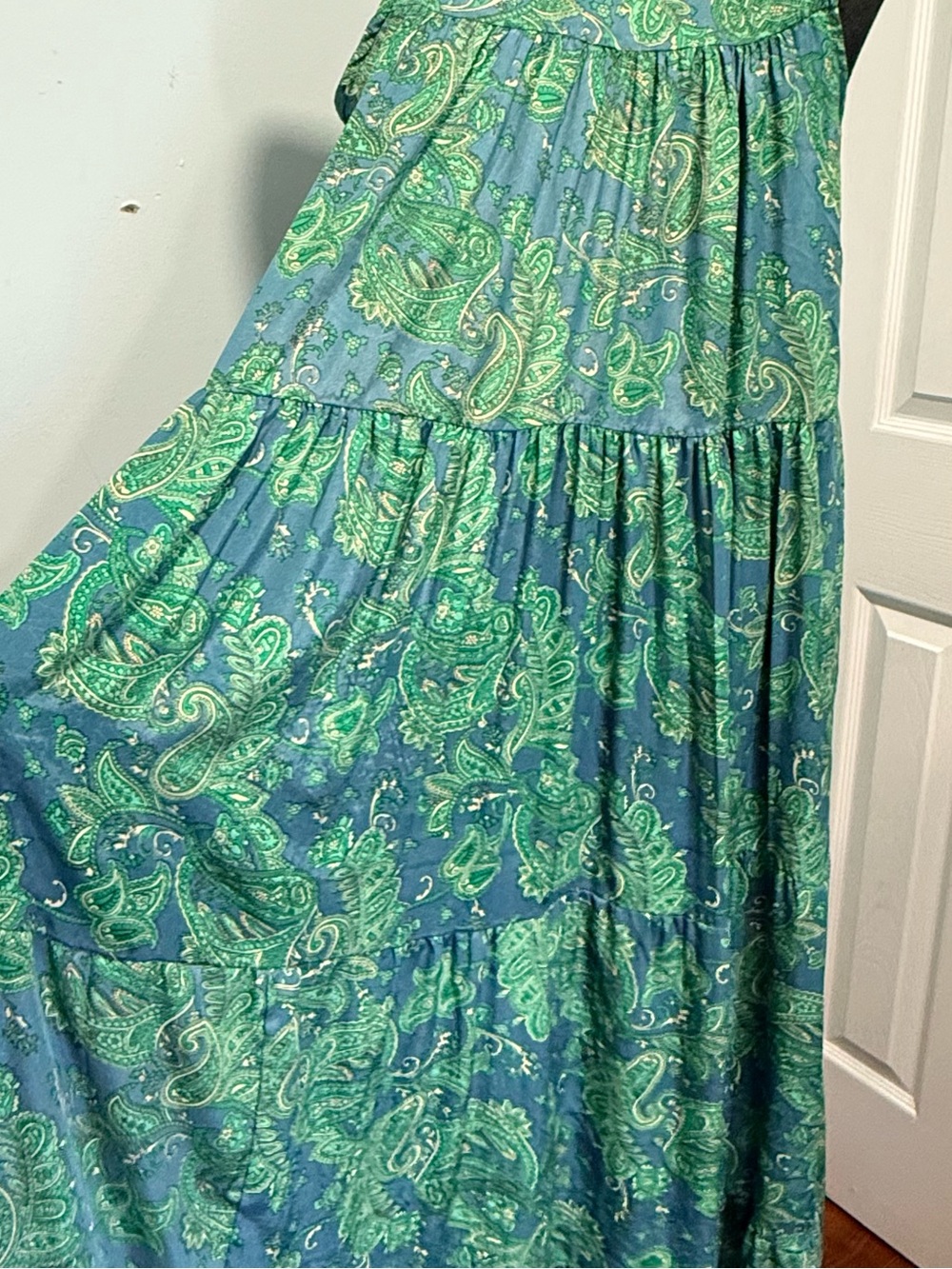 Green & Blue Paisley Halter Maxi Dress - Women's Boho Summer Style - Picture 5 of 12